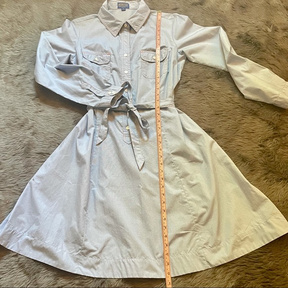 NWOT Pendleton Midi Dress Shirt Button Tie Waist Blue Contrasting Stitch 10 M - Picture 4 of 11